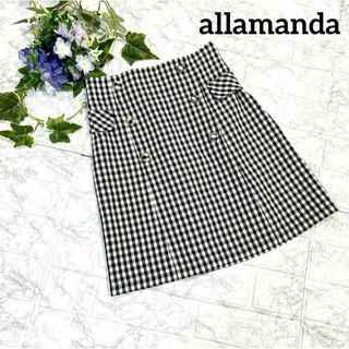アラマンダ(allamanda)の【超美品】アラマンダ 白 黒  ギンガム チェック ミニスカート タイト 台形(ミニスカート)