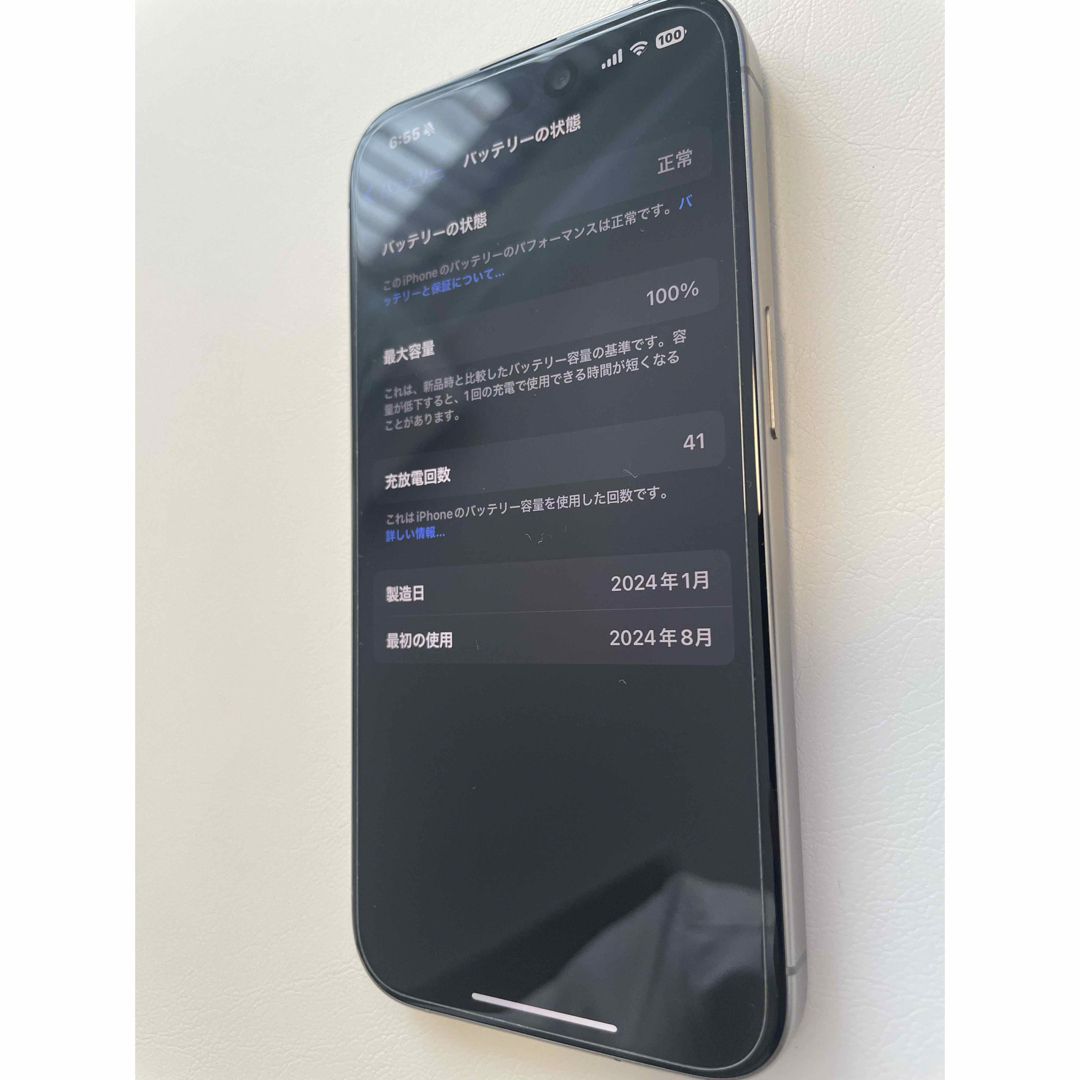 iPhone 15 Pro 128GB SIMフリー バッテリー 100% iPhone 15 Pro 128GB SIMフリー バッテリー 100%