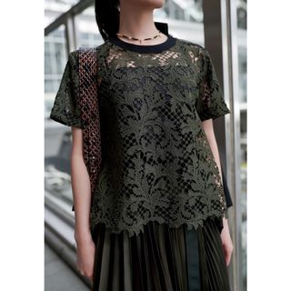 sacai - sacai トップス レース ブラウス シャツ サイズ2 sacai - sacai トップス レース ブラウス シャツ サイズ2