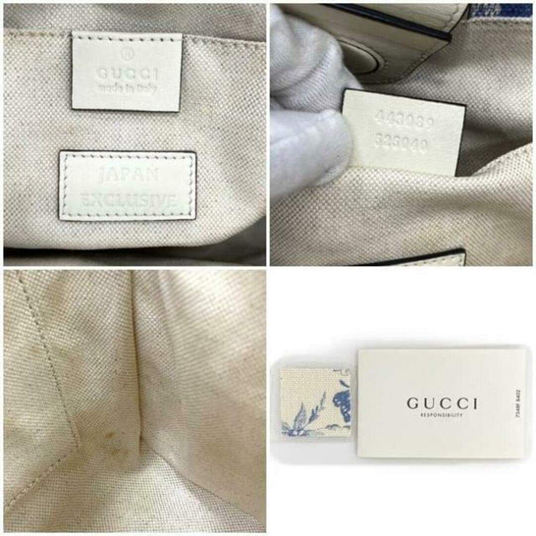 GUCCI - グッチ 2way バッグ ホワイト ブルー フラワー ハー GUCCI - グッチ 2way バッグ ホワイト ブルー フラワー ハー