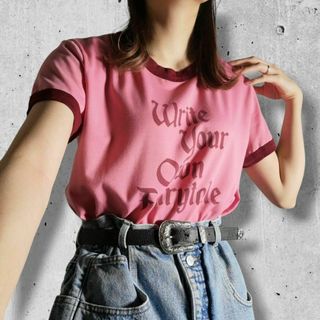 Archive - 00s Y2K オールドイングリッシュ リンガーTシャツ Archive - 00s Y2K オールドイングリッシュ リンガーTシャツ