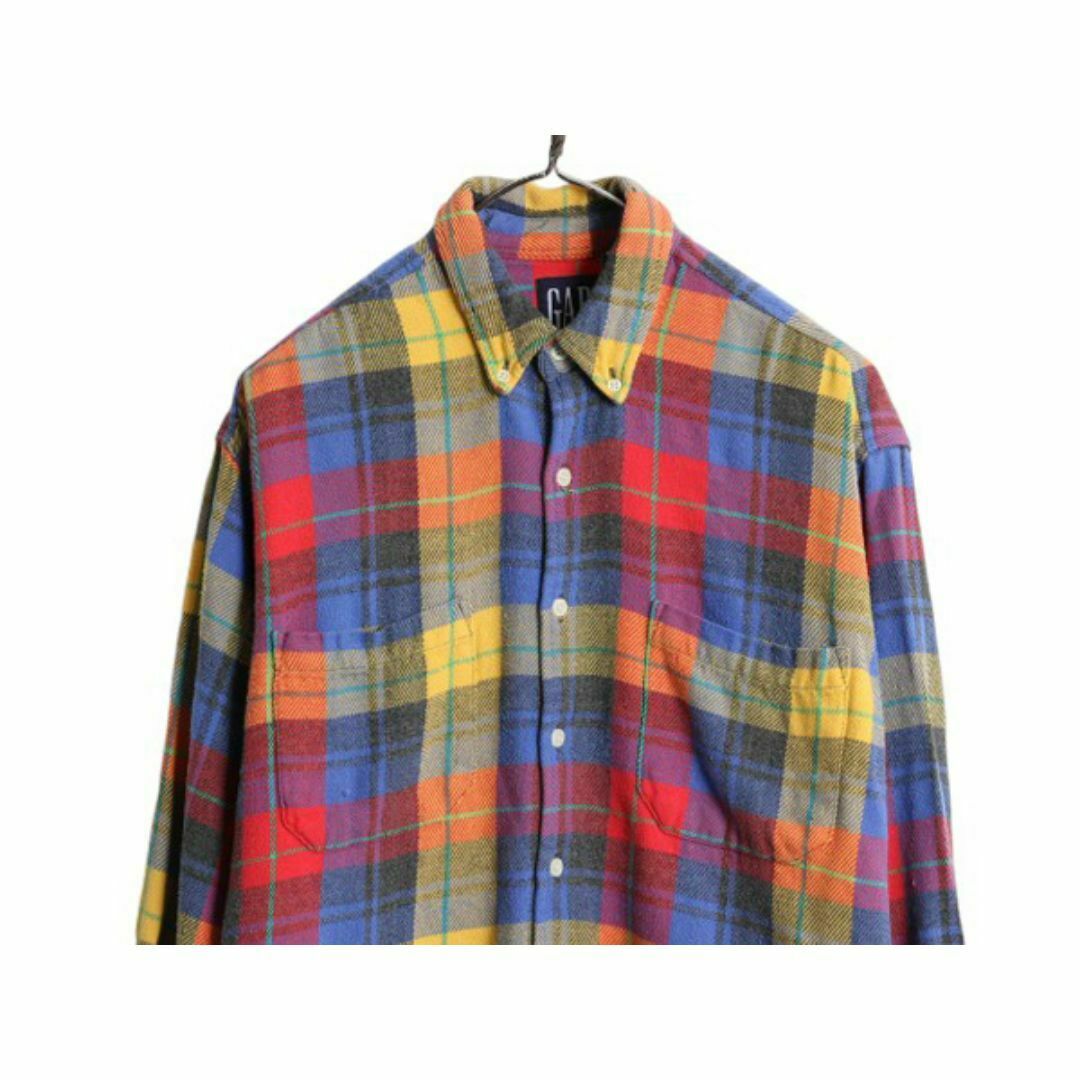 90s OLD GAP チェック ボタンダウン フランネル シャツ メンズ M 90s OLD GAP チェック ボタンダウン フランネル シャツ メンズ M