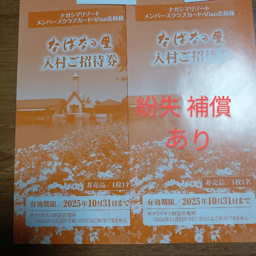 なばなの里 入村ご招待券 2枚セット② 塩っぱい