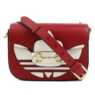グッチ(GUCCI)のグッチ GUCCI 斜め掛けショルダーバッグ GUCCI x adidas レザー レッド/ホワイト ゴールド ユニセックス 658574 送料無料【中古】 e59176a(ショルダーバッグ)