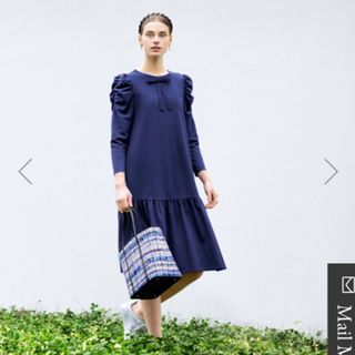 Rene/ルネ、ノースリーブデニムワンピース、パール付、Aライン Rene/ルネ、ノースリーブデニムワンピース、パール付、Aライン