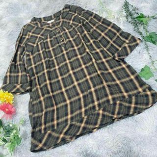 【sotohula】チェック柄チュニック　(M)(Tシャツ(長袖/七分))