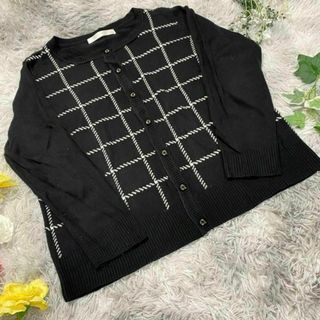 【sharp shooter】ニットカーディガン　チェック　(LL)(Tシャツ(長袖/七分))