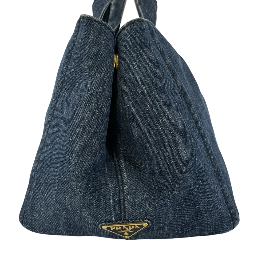 PRADA プラダ ハンドバッグ 三角ロゴ デニム カナパ インディゴ PRADA プラダ ハンドバッグ 三角ロゴ デニム カナパ インディゴ