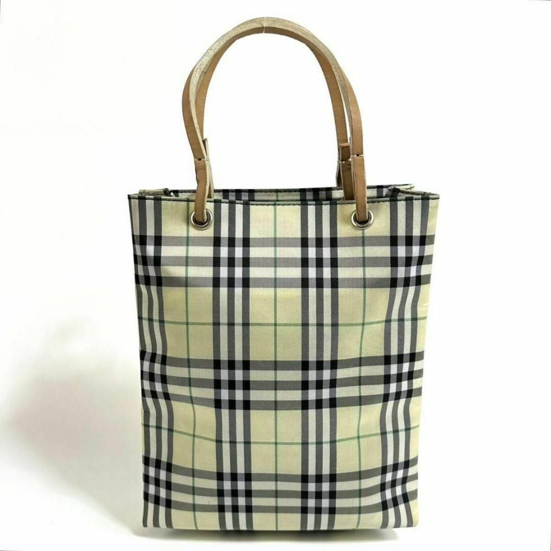 BURBERRY(バーバリー)の【極美品】BURBERRY キャンバス レザー ヌメ革 ハンドバッグ イタリア製 レディースのバッグ(トートバッグ)の商品写真