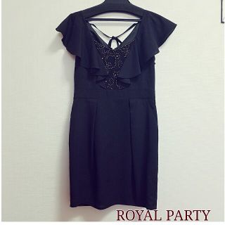 ロイヤルパーティー(ROYAL PARTY)のROYAL PARTY★コクーン形ワンピースドレス★ブラック38(ひざ丈ワンピース)