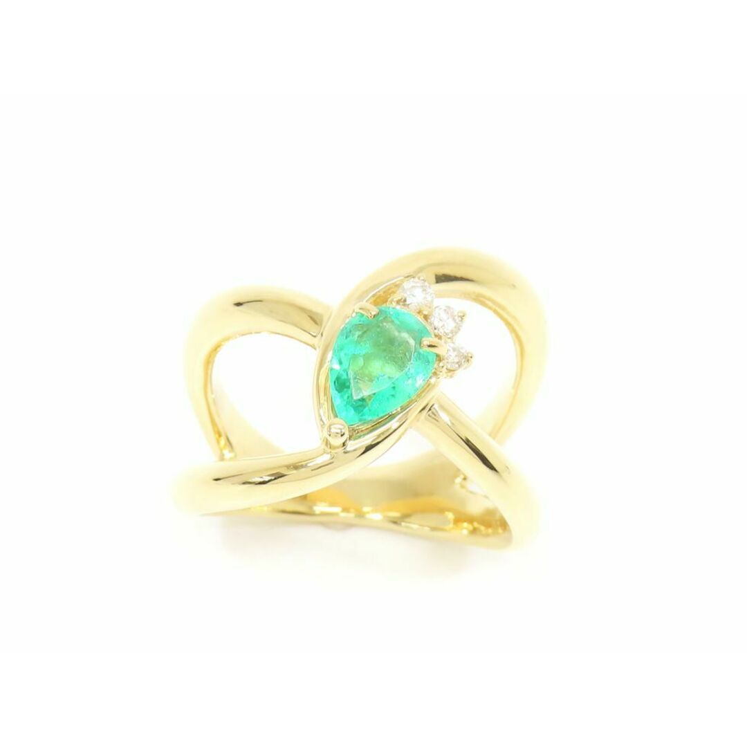 【新着】K18YG エメラルド0.69ct ダイヤモンド0.08ct リング ＃12.5【池袋店】【中古】