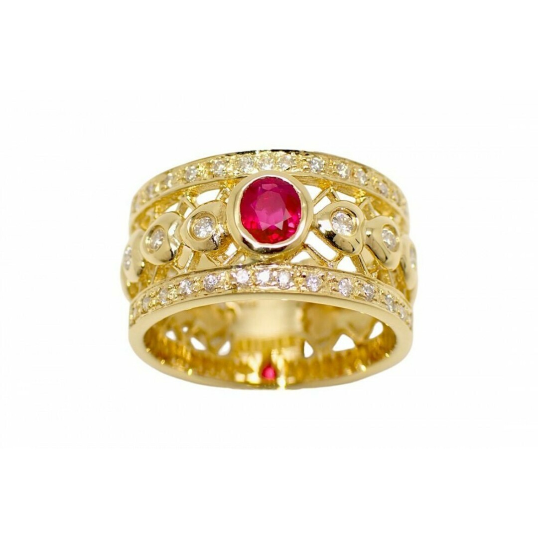 K18YG ルビー0.30ct メレダイヤ0.51ct デザイン リング#13 K18YG ルビー0.30ct メレダイヤ0.51ct デザイン リング#13