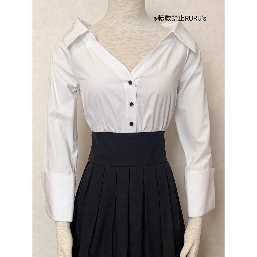 新品 alice+olivia ビックカフスシャツ×タックスカート ワンピース 新品 alice+olivia ビックカフスシャツ×タックスカート ワンピース