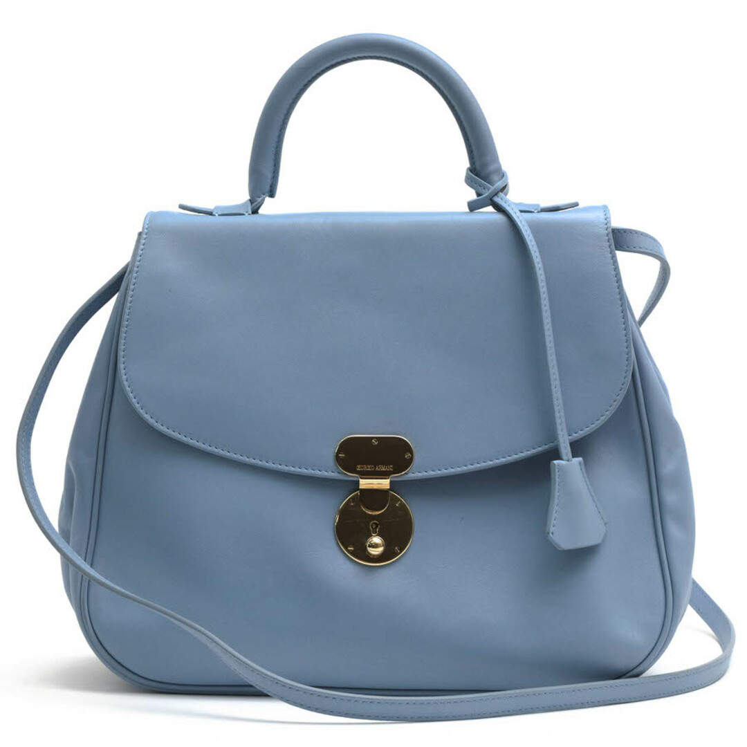 Armani - アルマーニ／GIORGIO ARMANI バッグ ハンドバッグ 鞄 トートバッグ レディース 女性 女性用 レザー 革 本革 ライトブルー 水色  YBB1A X1A10S TOP HANDLE BAG VITELLO SEMIOPA 2WAY ショルダーバッグ