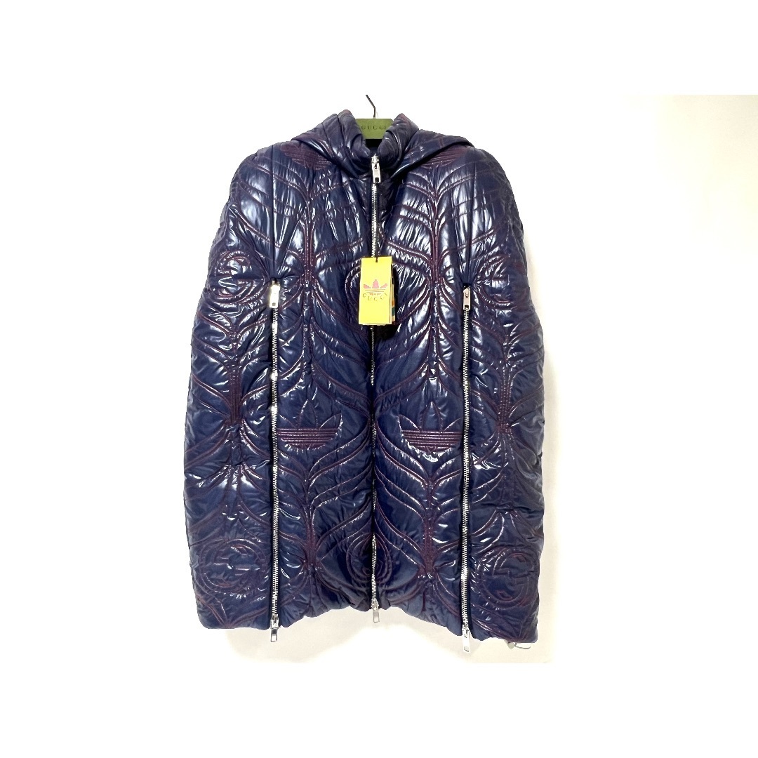 GUCCI - GUCCI adidas グッチ アディダス メンズ ダウンベスト ジャケット ポンチョ ネイビー Sサイズ ハンガー タグ付き 727794 ZALFP 超美品