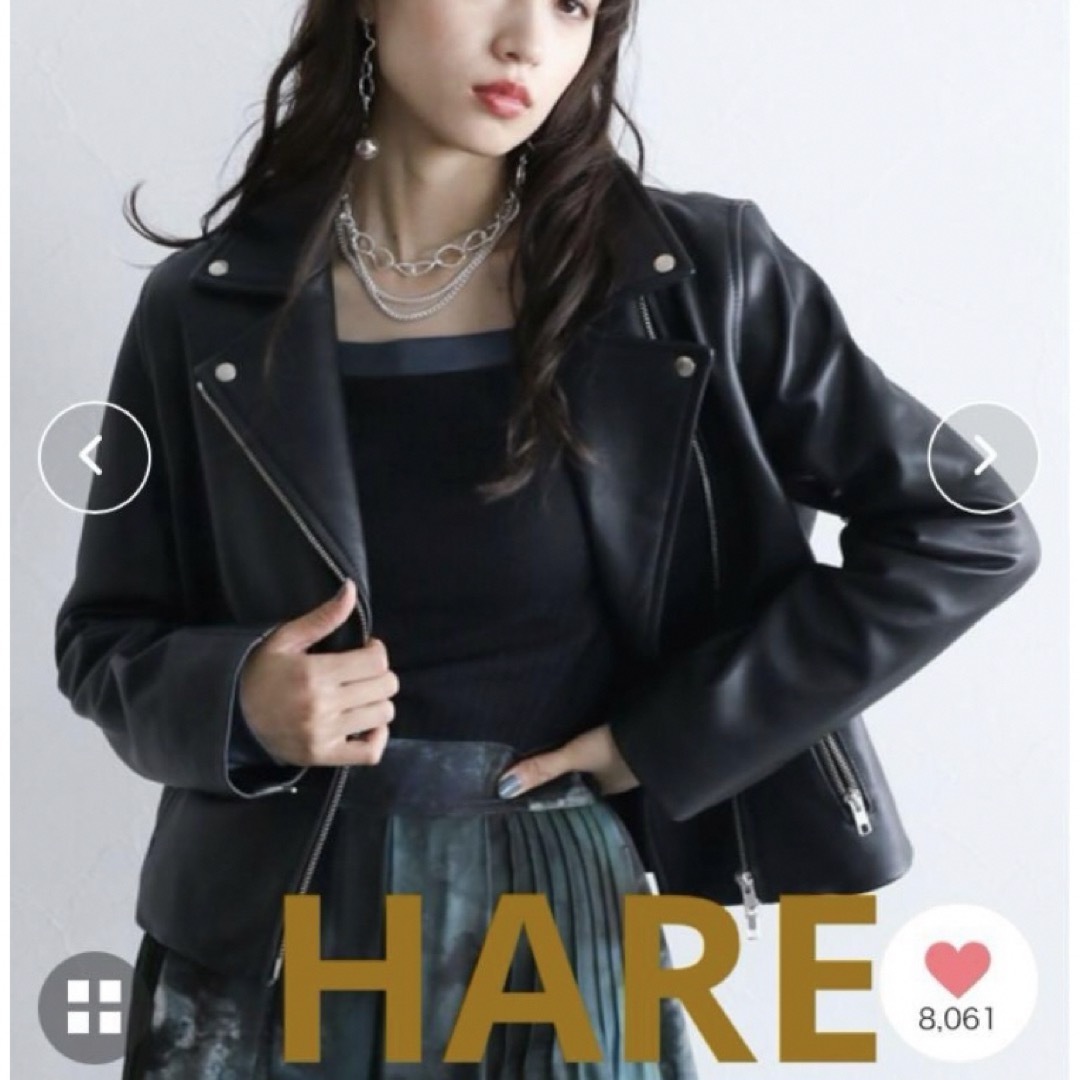 HARE(ハレ) / ダブルライダースジャケット/S/羊革/ブラック/無地 HARE(ハレ) / ダブルライダースジャケット/S/羊革/ブラック/無地