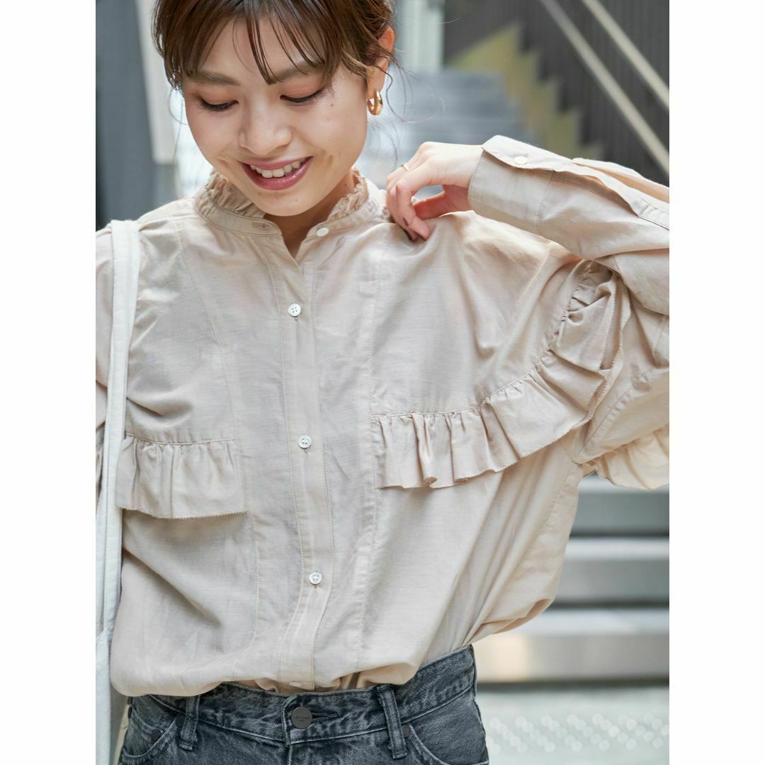spick&span コットンシルクティアードフリルスリーブブラウス spick&span コットンシルクティアードフリルスリーブブラウス