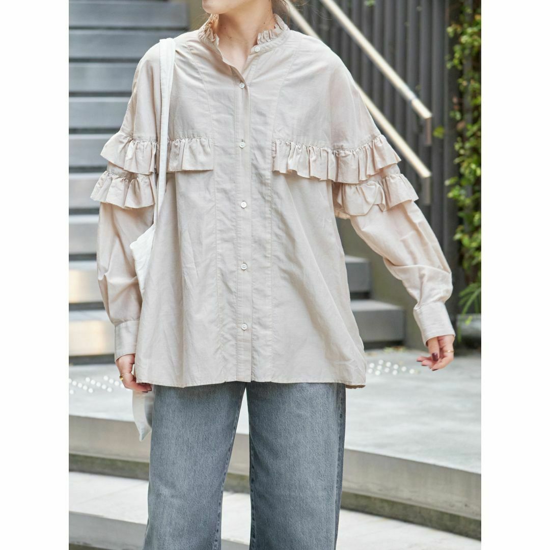 spick&span コットンシルクティアードフリルスリーブブラウス spick&span コットンシルクティアードフリルスリーブブラウス