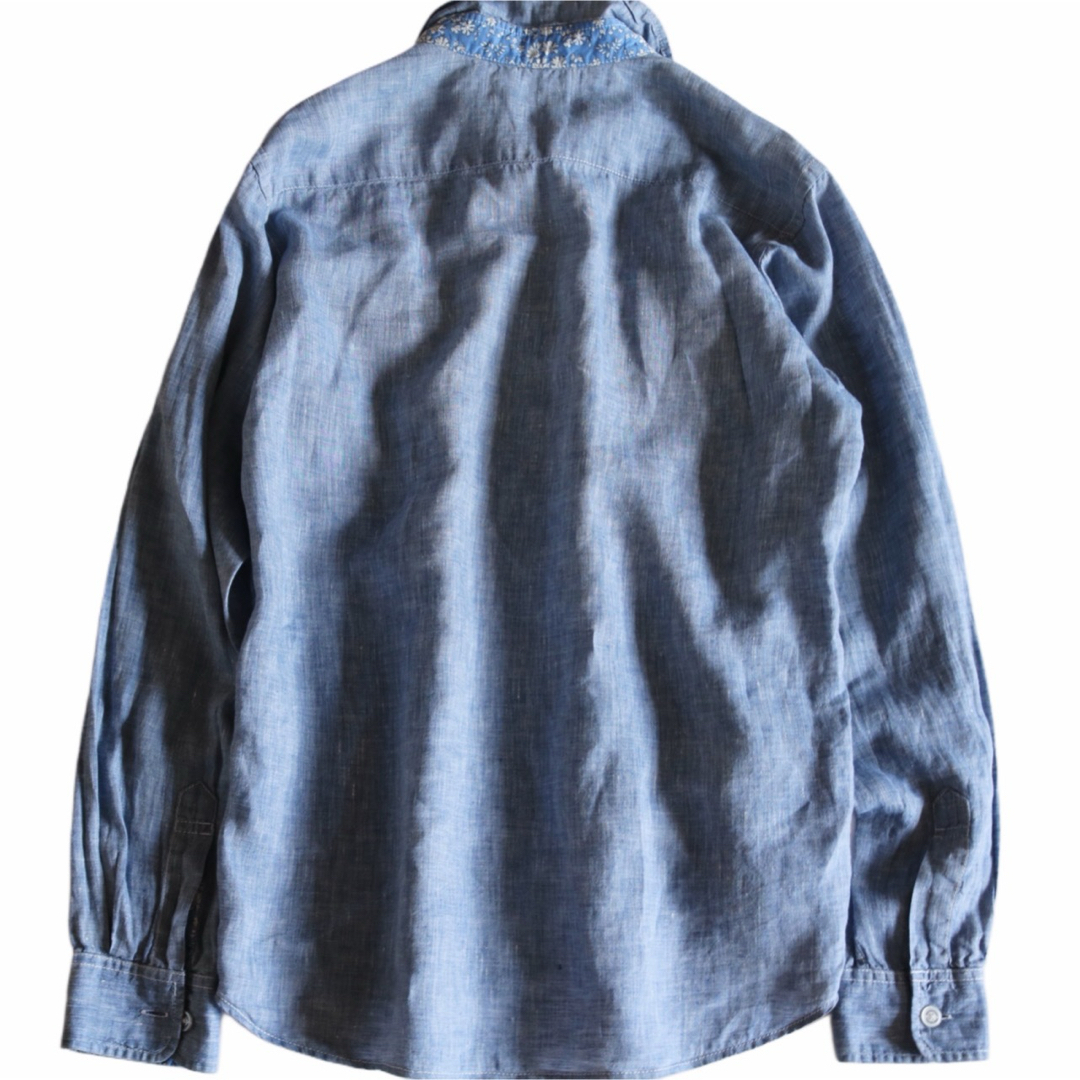 Mackintosh Philosophy】美品 長袖シャツ 麻100% 青☆ シャツ Mackintosh Philosophy】美品 長袖シャツ 麻100% 青☆ シャツ