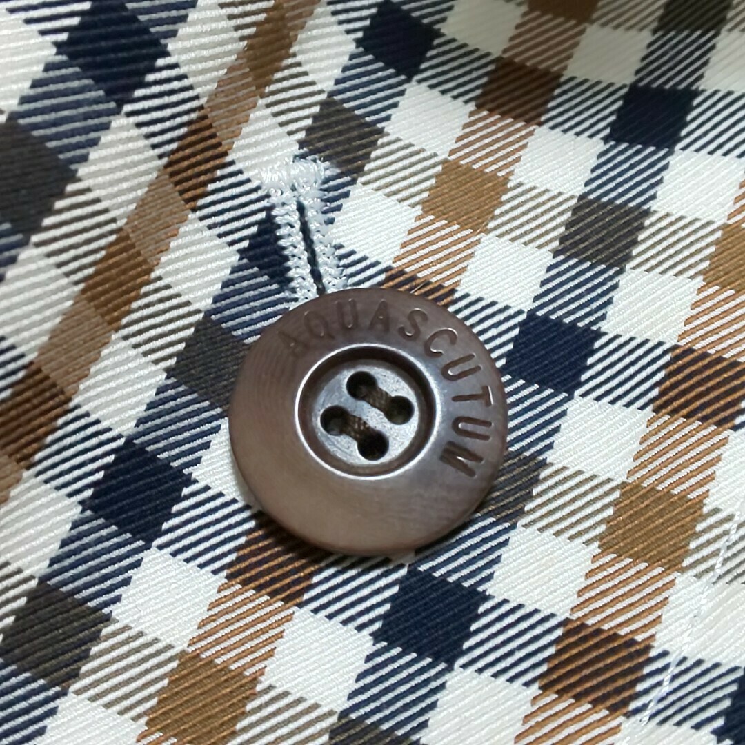 極美品】Aquascutum ベルト付ステンカラーコート キュータムチェック 極美品】Aquascutum ベルト付ステンカラーコート キュータムチェック