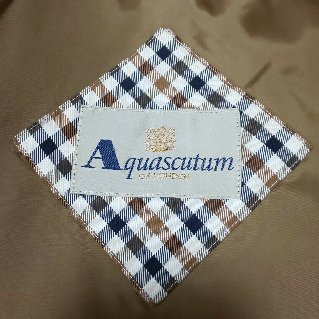 極美品】Aquascutum ベルト付ステンカラーコート キュータムチェック 極美品】Aquascutum ベルト付ステンカラーコート キュータムチェック