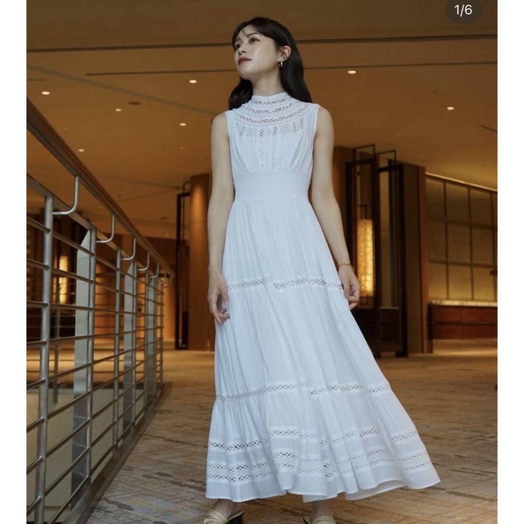 ánuans - LAUBE BLANC Yoke lace tiered dress BLACKの通販 by 2 ánuans - LAUBE BLANC Yoke lace tiered dress BLACKの通販 by 2
