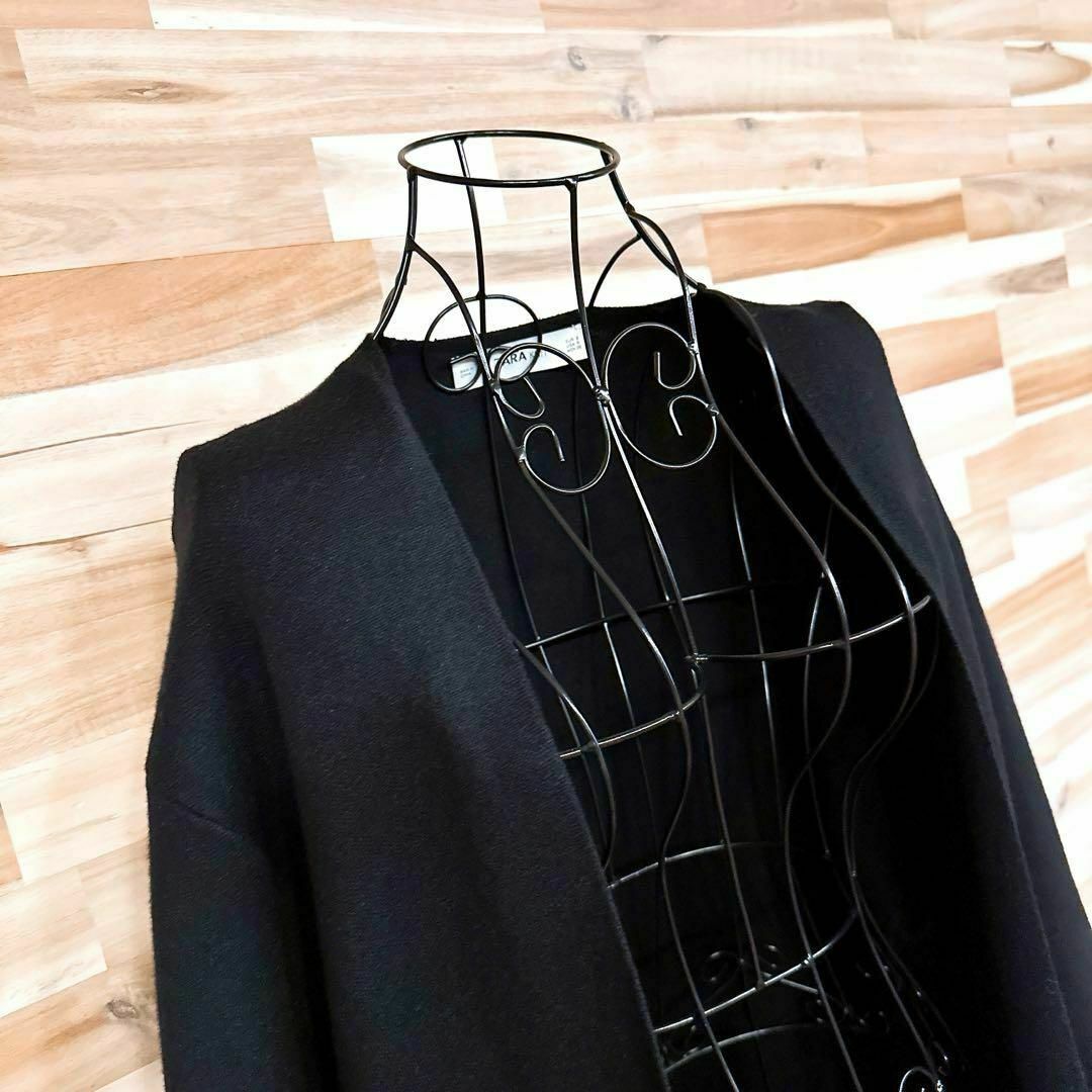ZARA - 希少【ザラ】ノーカラー ニット コート リング チェーン ZARA - 希少【ザラ】ノーカラー ニット コート リング チェーン