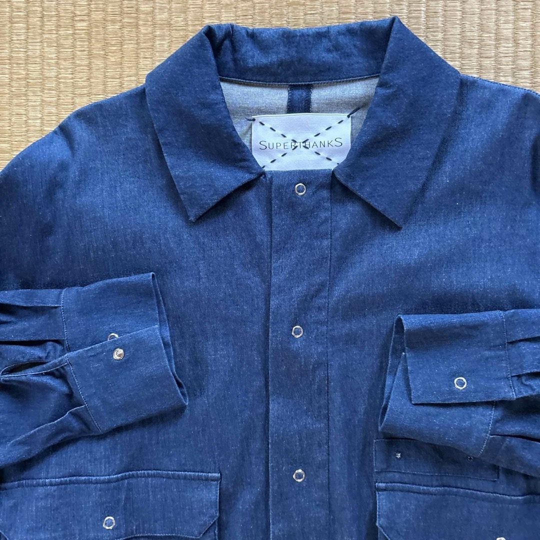 SUPERTHANKS - SUPER THANKS ネイビー デニムシャツ 長袖 4 SUPERTHANKS - SUPER THANKS ネイビー デニムシャツ 長袖 4