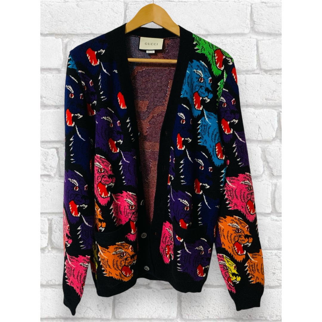 GUCCI - GUCCI CARDIGAN グッチ アングリーキャットマルチカラー GUCCI - GUCCI CARDIGAN グッチ アングリーキャットマルチカラー