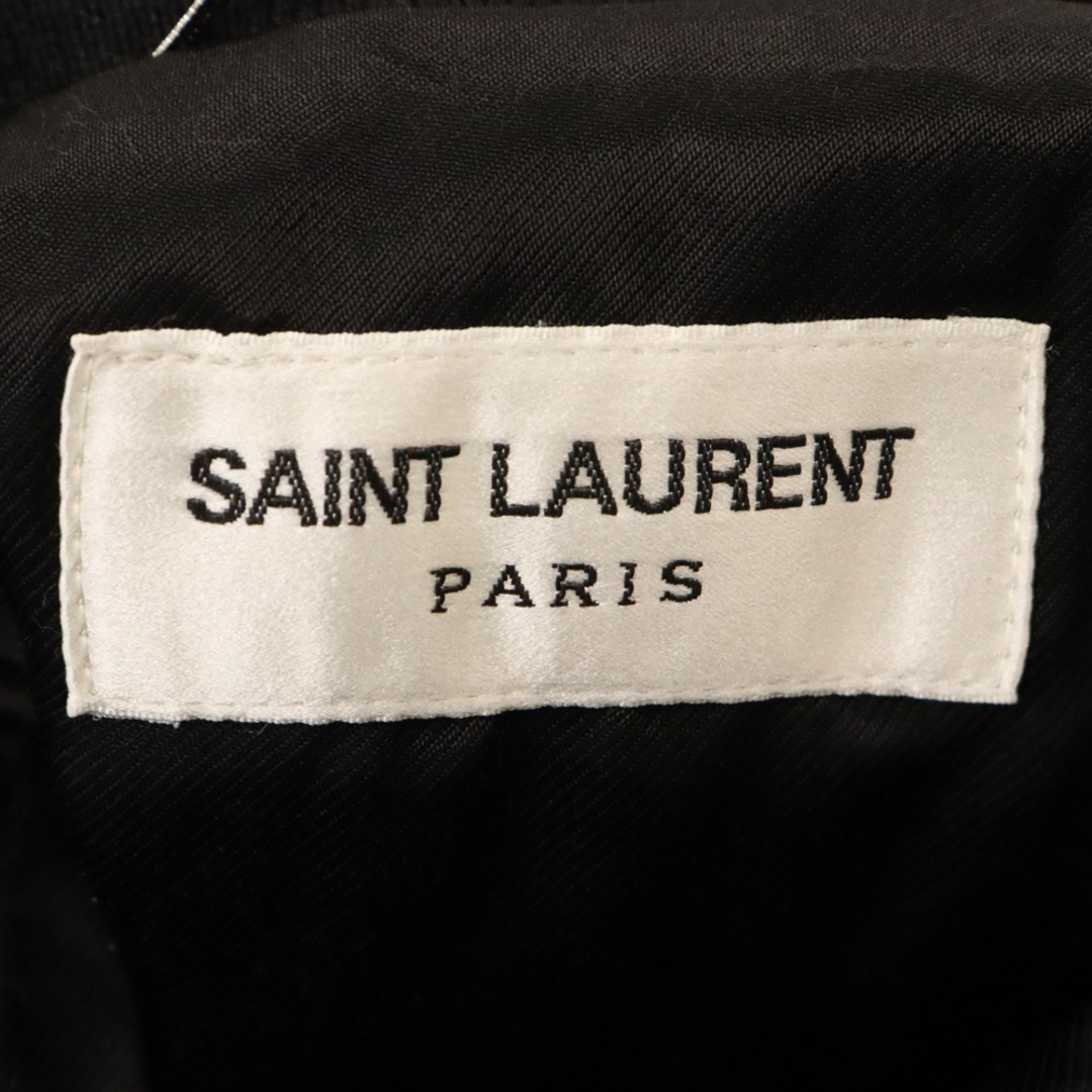 SAINT LAURENT - SAINT LAURENT PARIS サンローランパリ 18SS Leather Wool Jaket ジャガード ウール カーフレザージャケット ブラック 504699 YC2MB