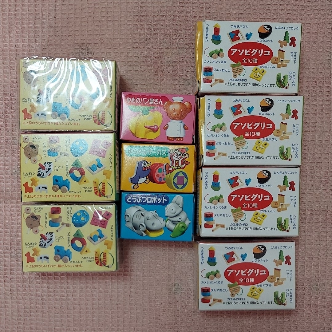 グリコ - グリコ おまけ「あそべる木のおもちゃ」7点と「その他 グリコ - グリコ おまけ「あそべる木のおもちゃ」7点と「その他