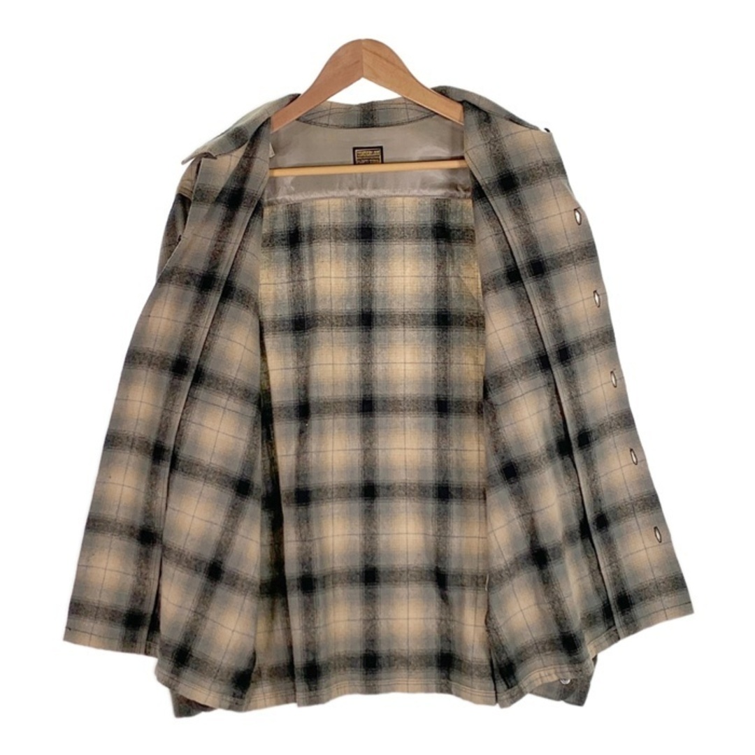 TENDERLOIN - TENDERLOIN テンダーロイン 08AW T-WOOL SHIRT オンブレチェック オープンカラー ウールシャツ ベージュ Size M