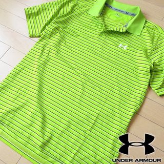 アンダーアーマー(UNDER ARMOUR)の美品 M アンダーアーマー メンズ 半袖ポロシャツ グリーン(ポロシャツ)