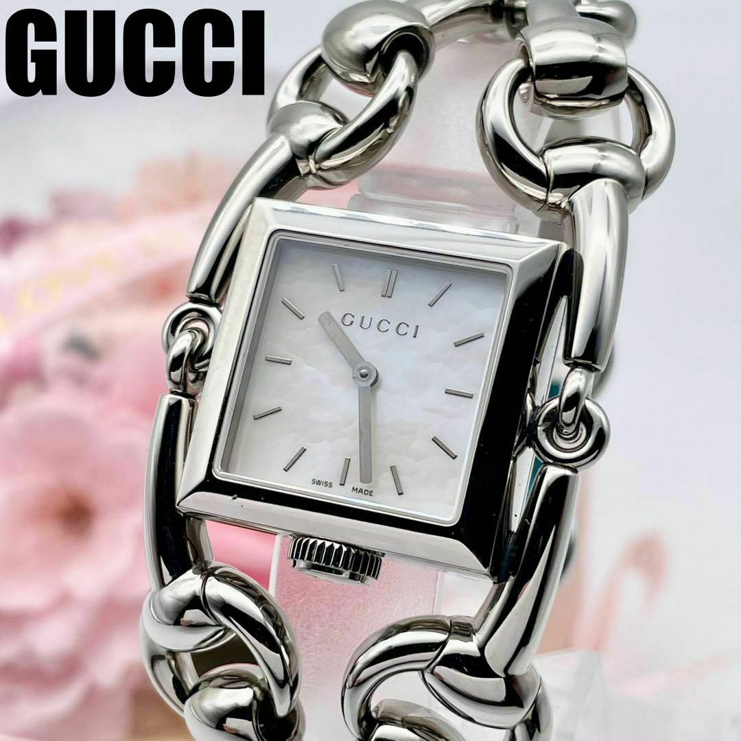 73A 稼働品 GUCCI シェル文字盤 シルバー ユニセックス 腕時計 73A 稼働品 GUCCI シェル文字盤 シルバー ユニセックス 腕時計