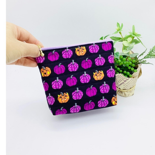 【再販】ハロウィン⑥ポーチ⭐︎かぼちゃ&ドット柄　USA生地（パープル）(ポーチ)