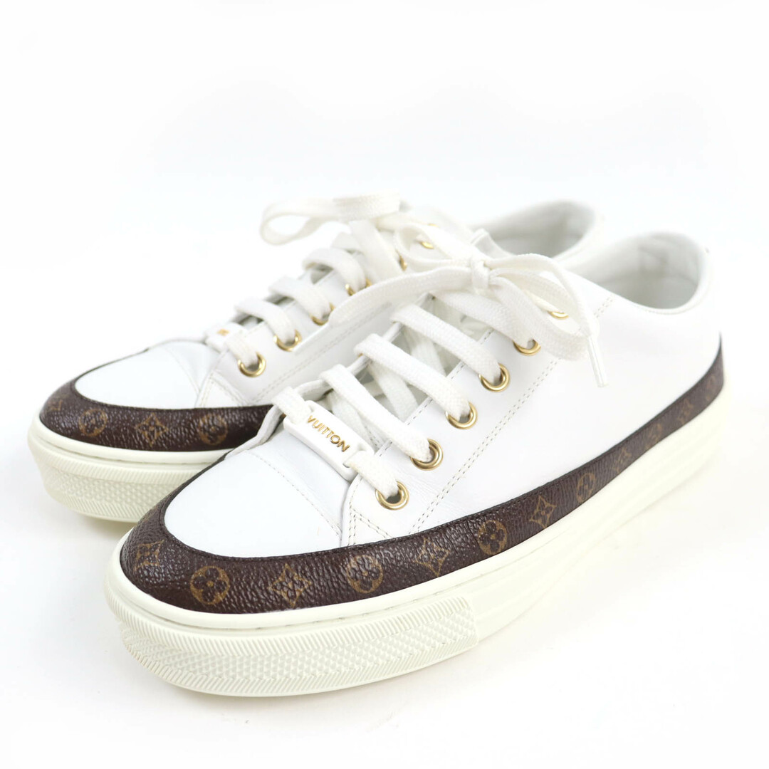 LOUIS VUITTON - 美品☆LOUIS VUITTON ルイヴィトン 2020年製 ステラ―・ライン モノグラムキャンバス使い レザー ローカットスニーカー ホワイト 36.5 箱・保存袋付き イタリア製 レディース