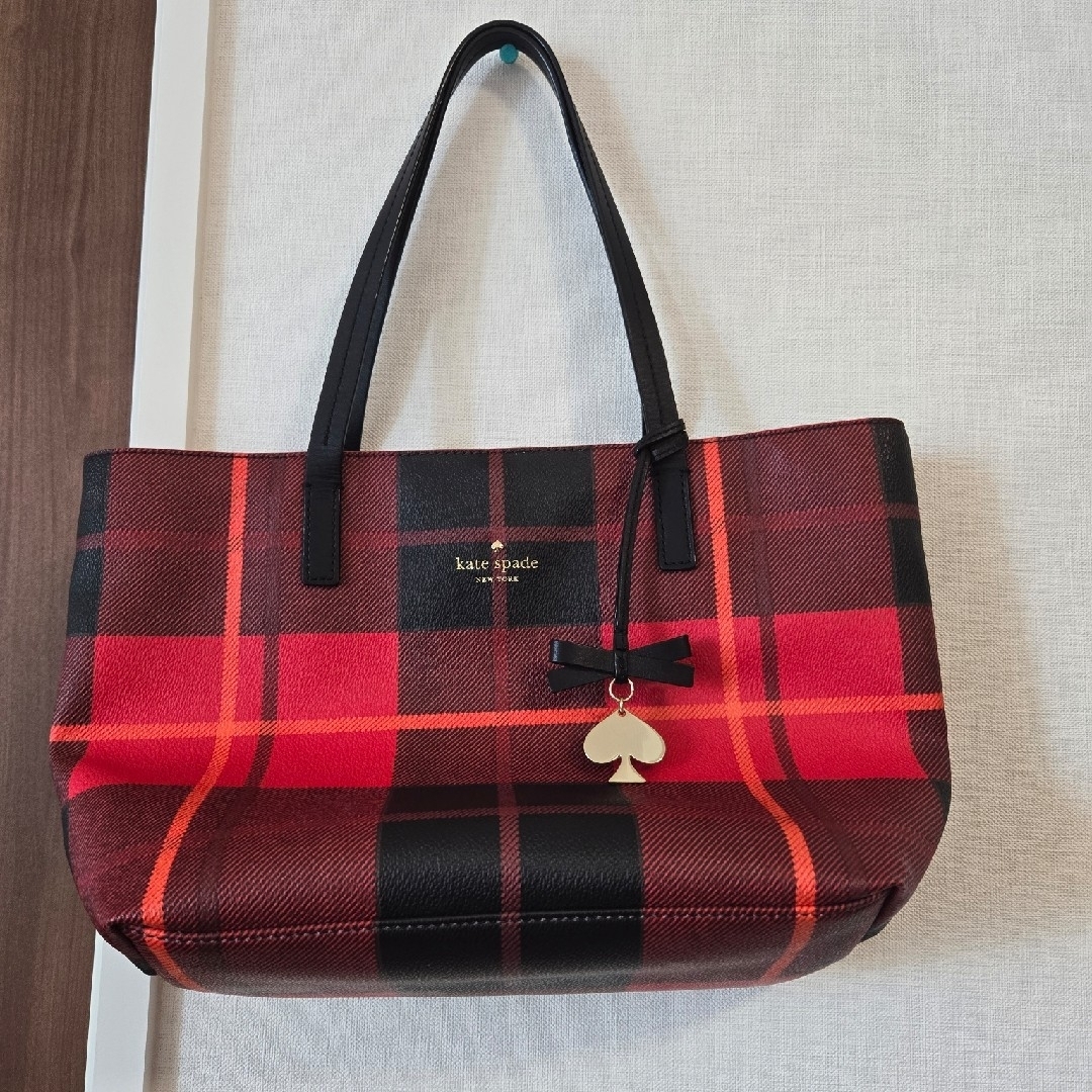 kate spade NEW YORK - ケイトスペード　トートバッグ　チェック柄　レッド　ブラック