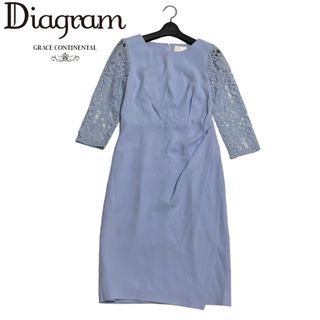 美品　diagram　ダイアグラム　袖レース　タック　ラップワンピース　ドレス