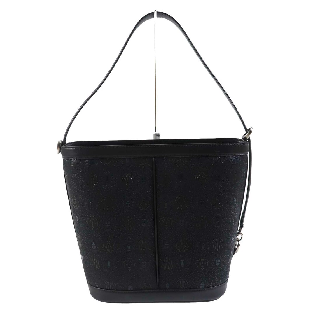 印傳屋 - 極美品◎INDENYA 印傳屋 総柄 うるし加工 鹿革 ディアスキン 2WAY ショルダーバッグ ブラック 箱・保存袋付き レディース