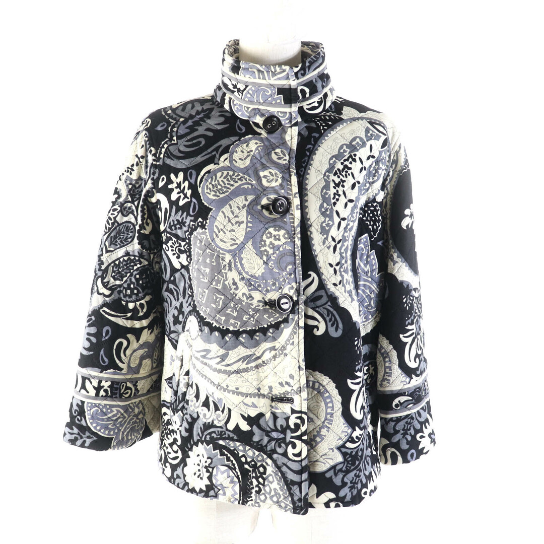 極美品★LEONARD FASHION レオナール ファッション ロゴボタン付 ペイズリー柄 キルティング ジャケット マルチ L 日本製 正規品 レディース