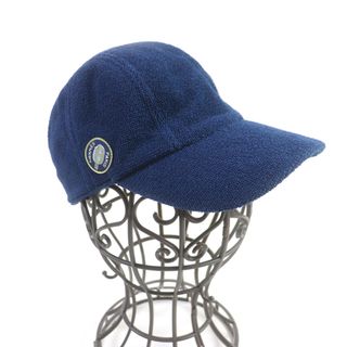 エルメス(HERMES)の極美品★HERMES エルメス デイヴィス コットン100％ Funny Ice Cream ロゴワッペン付 パイル地 キャップ ネイビー S フランス製 正規品 レディース(キャップ)