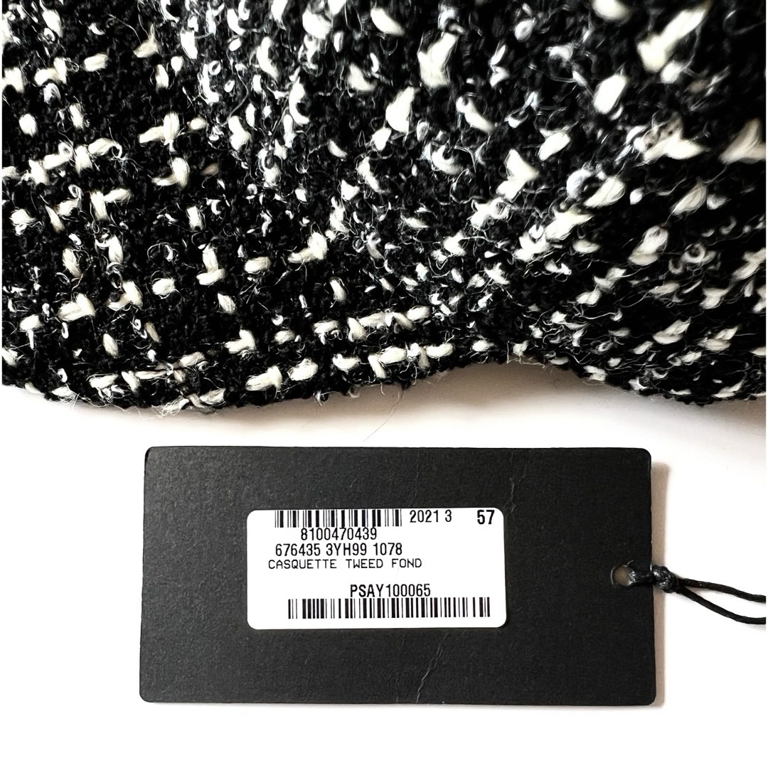 SAINT LAURENT - YSL ブラックツイード ベースボールキャップ 57 SAINT LAURENT - YSL ブラックツイード ベースボールキャップ 57