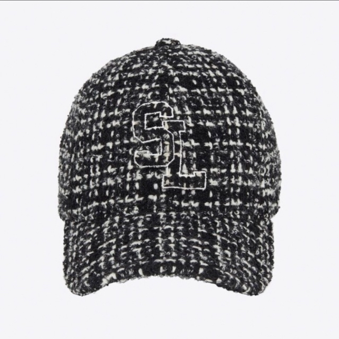 SAINT LAURENT - YSL ブラックツイード ベースボールキャップ 57 SAINT LAURENT - YSL ブラックツイード ベースボールキャップ 57