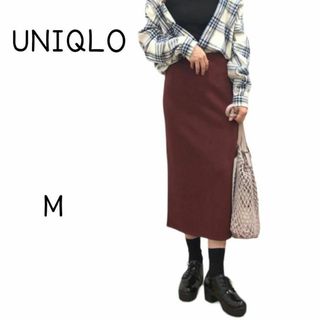 UNIQLO ユニクロ ストレッチダブルフェイスナロースカート Mサイズ ワイン(ロングスカート)