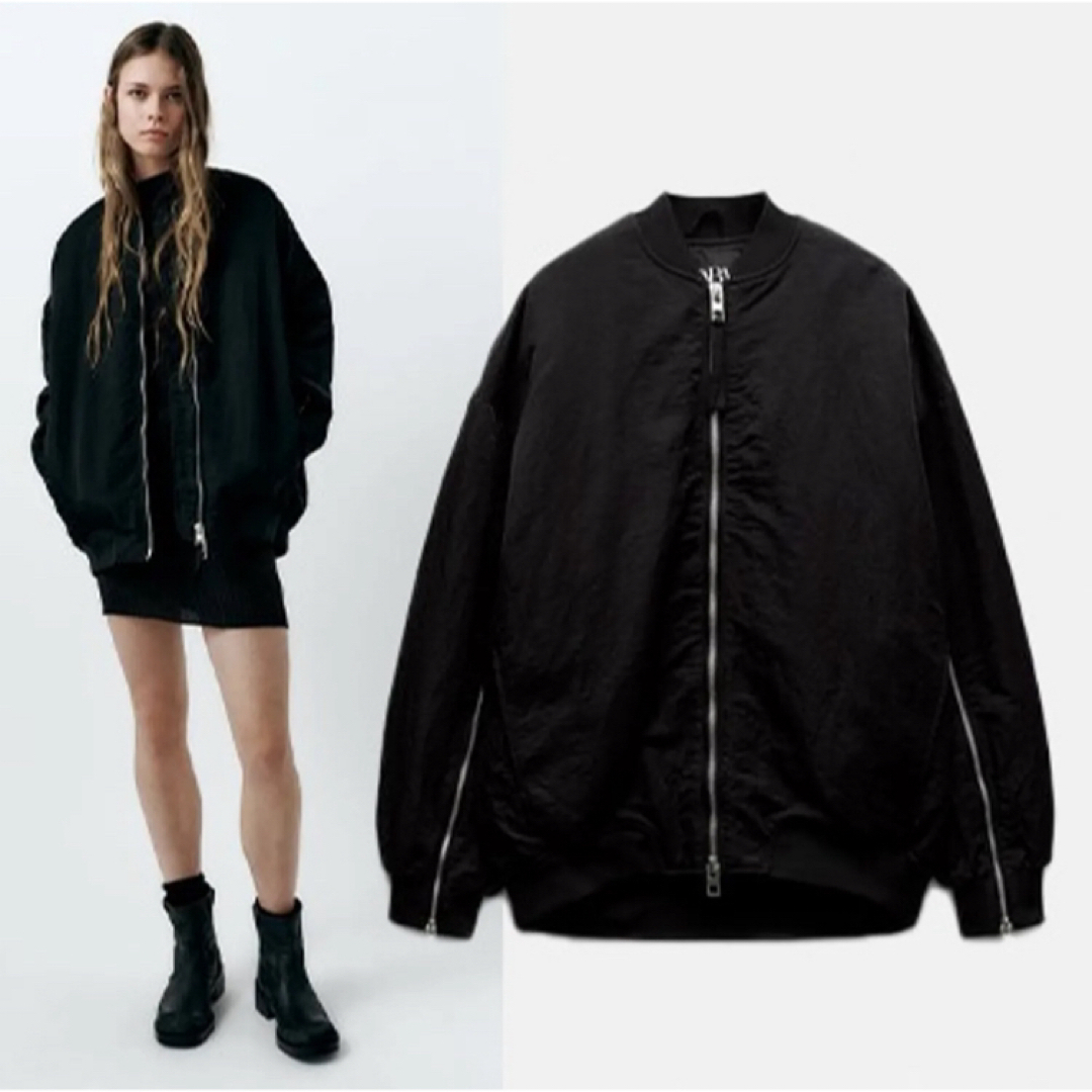 ZARA - ZARA オーバーサイズナイロンボンバージャケットの通販 ZARA - ZARA オーバーサイズナイロンボンバージャケットの通販