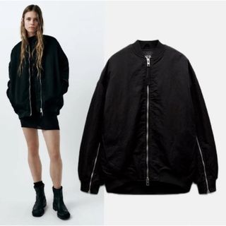 ZARA - ZARA オーバーサイズナイロンボンバージャケットの通販 ZARA - ZARA オーバーサイズナイロンボンバージャケットの通販
