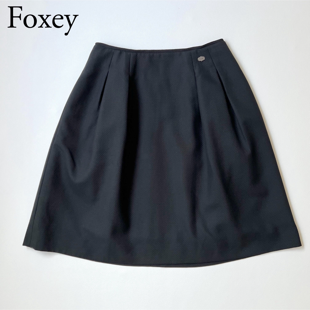 美品　Foxey フォクシー　フレアスカート　リリーベル　コットンピケ　ロゴ