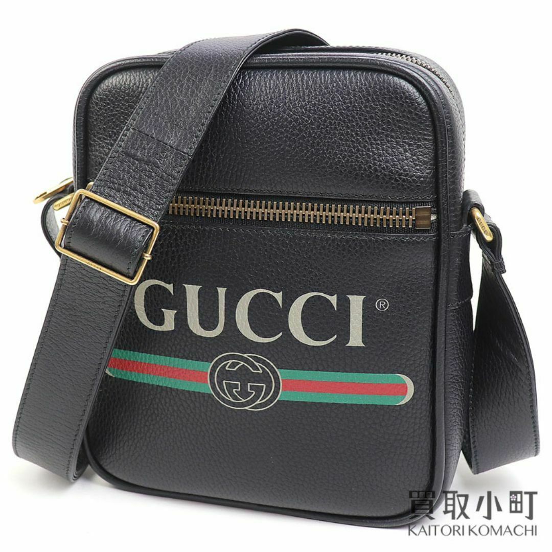美品】グッチ 【GUCCI】グッチプリント レザーショルダーバッグ 美品】グッチ 【GUCCI】グッチプリント レザーショルダーバッグ