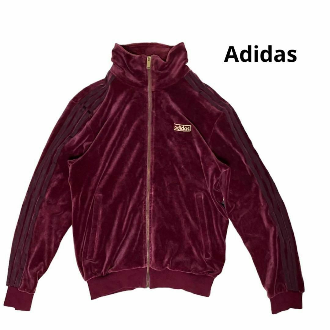 adidas - adidas トラックジャケット ベロア ワインレッド M adidas - adidas トラックジャケット ベロア ワインレッド M
