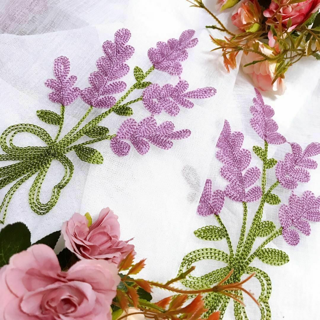 1枚 刺繍 ラベンダー パープル ホワイト レース カーテン 1枚 刺繍 ラベンダー パープル ホワイト レース カーテン